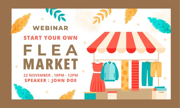 Hand drawn second hand flea market design template