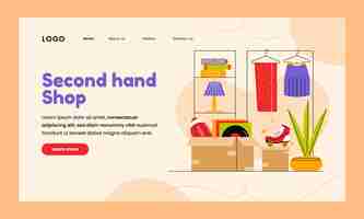 Free vector hand drawn second hand shop landing page