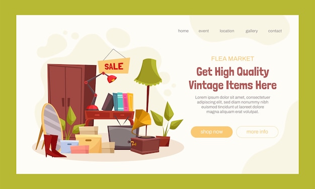 Free vector hand drawn second hand shop  landing page