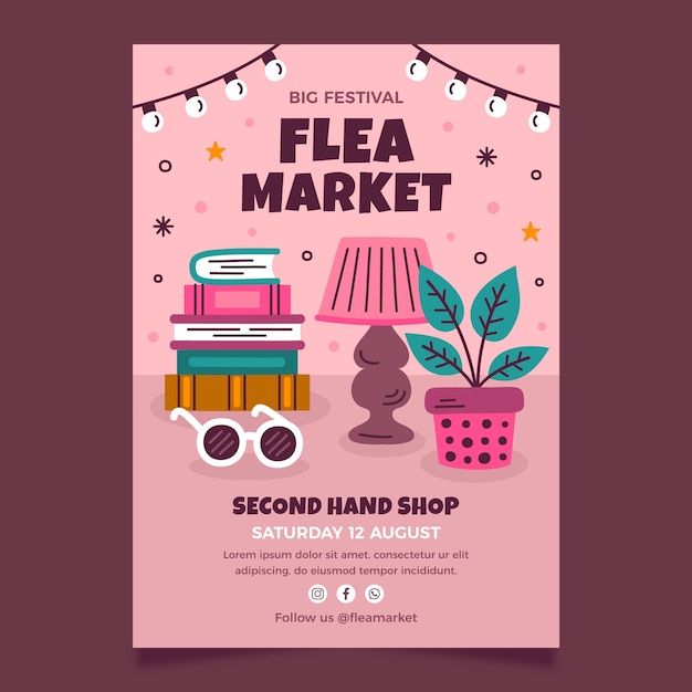 Free vector hand drawn second hand shop poster