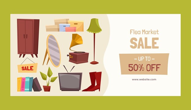 Free vector hand drawn second hand shop sale banner