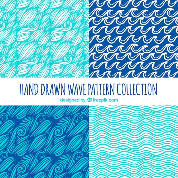 Hand-drawn selection of four wave patterns