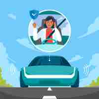 Free vector hand drawn self driving car illustration