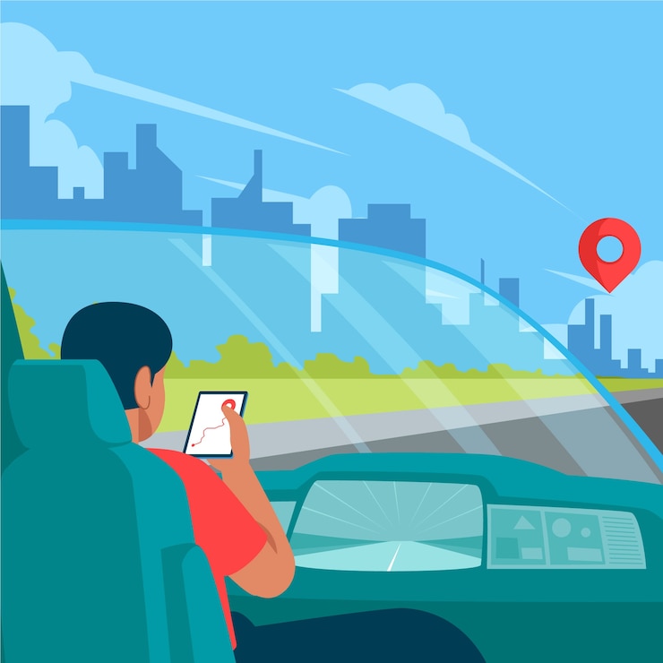 Free Vector hand drawn self driving car illustration