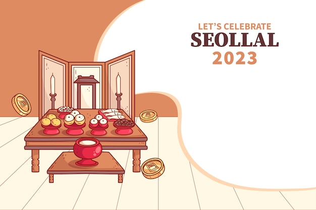 Free vector hand drawn seollal festival background