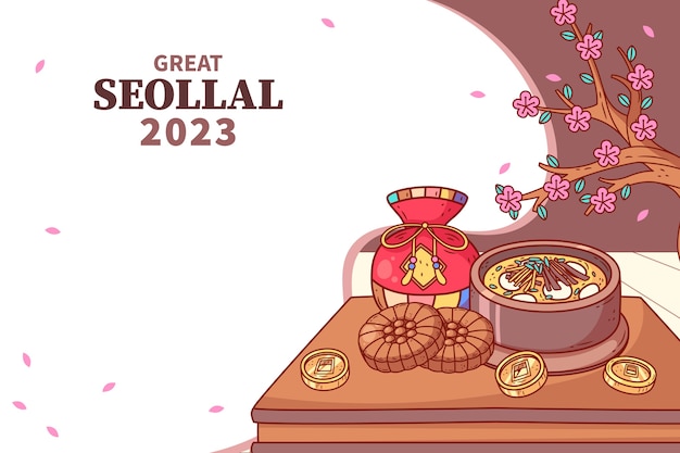 Free vector hand drawn seollal festival background