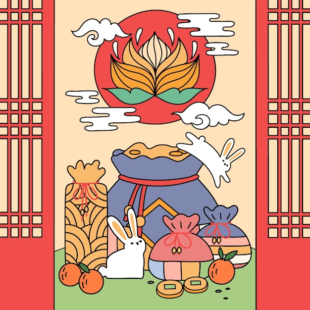 Free Vector hand drawn seollal illustration