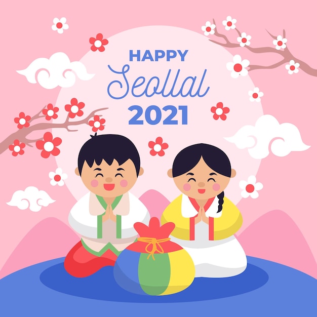 Hand drawn seollal (korean new year)