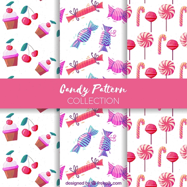 Hand drawn set of candy patterns