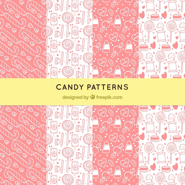 Hand drawn set of candy patterns