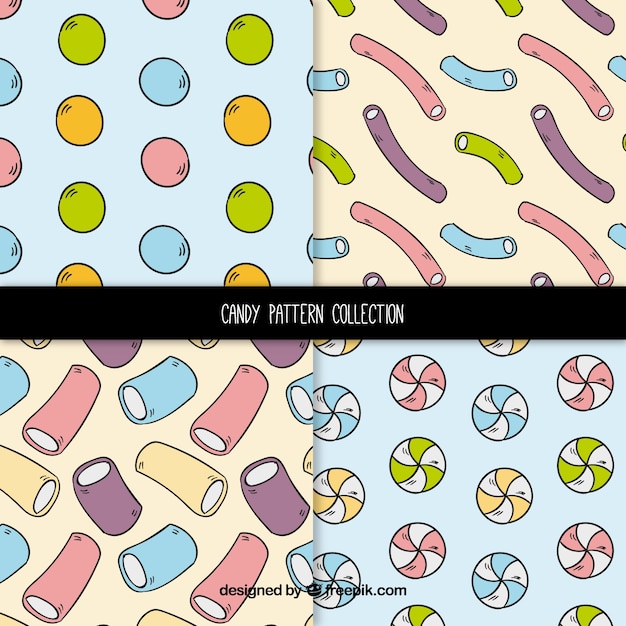 Free vector hand drawn set of candy patterns