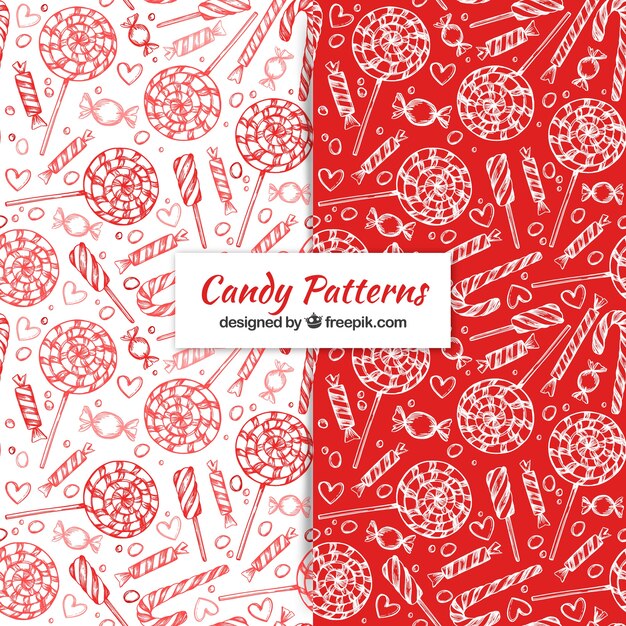 Hand drawn set of candy patterns