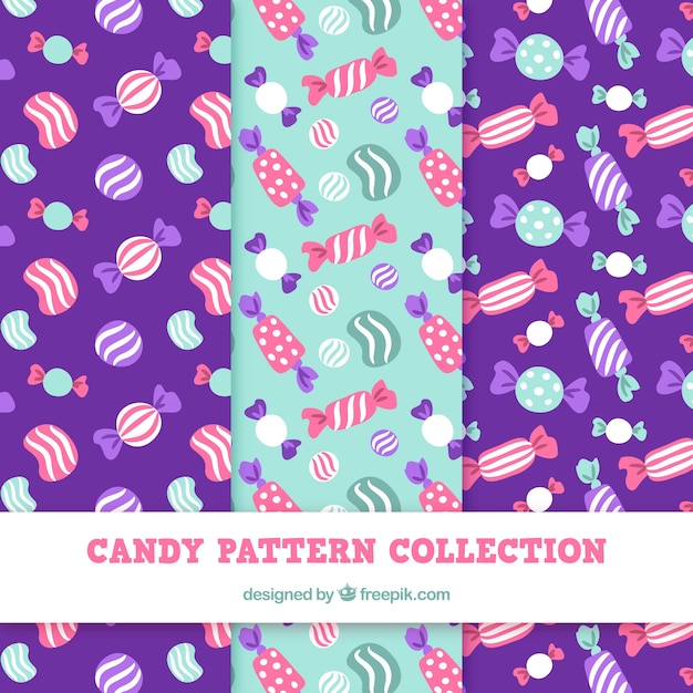 Free vector hand drawn set of candy patterns