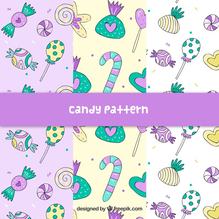 मुफ़्त वेक्टर hand drawn set of candy patterns