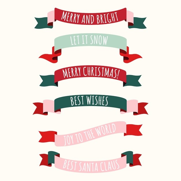 Free vector hand drawn set christmas ribbon