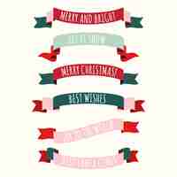 Free vector hand drawn set christmas ribbon