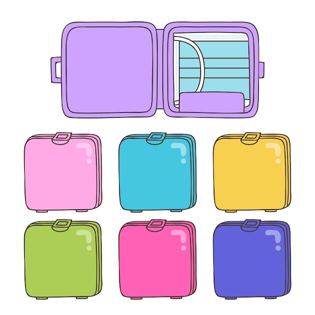 Free vector hand drawn set of face mask storage cases