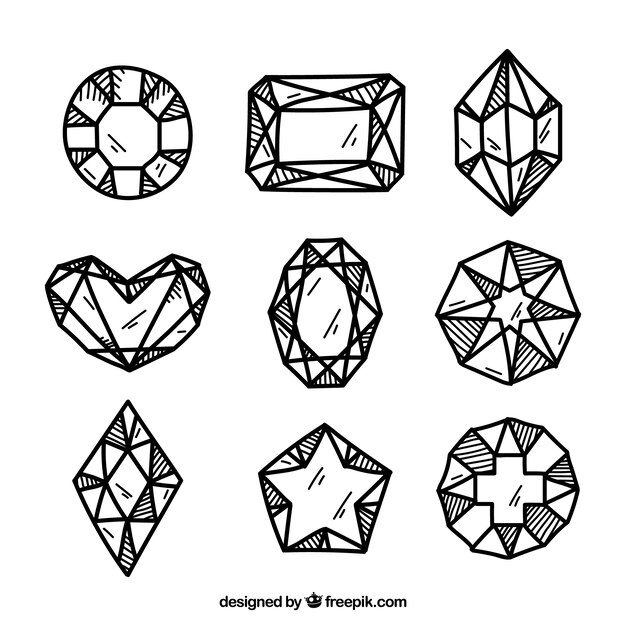 Hand-drawn set of great gems