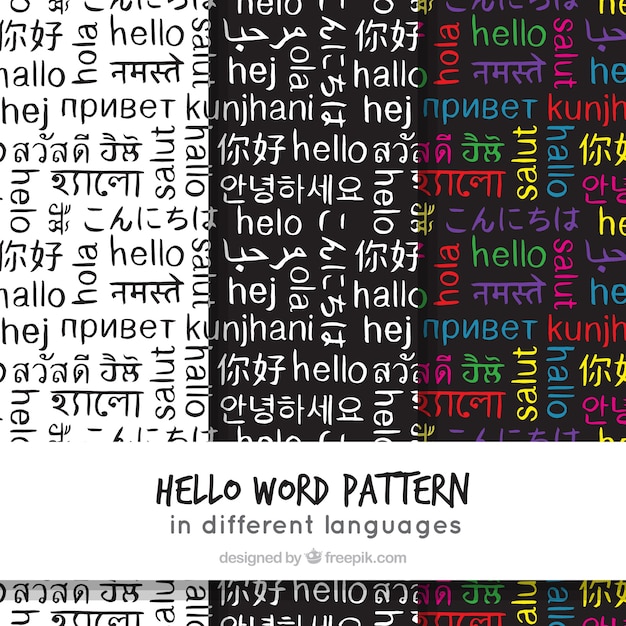 Free vector hand drawn set of hello word pattern in different languages