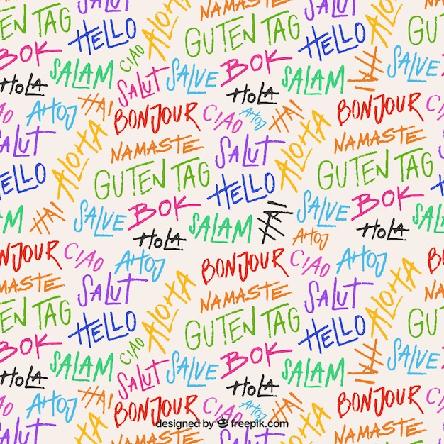 Free vector hand drawn set of hello word pattern in different languages