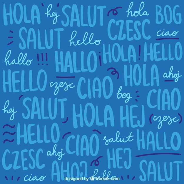 Free vector hand drawn set of hello word pattern in different languages