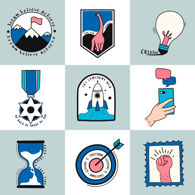 Рисованной набор идей и символов бизнес-символов