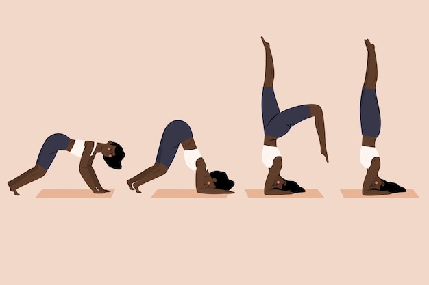 Free vector hand drawn set of people doing yoga