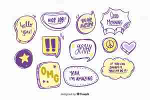 Free vector hand drawn set of speech bubbles