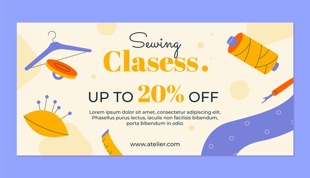 Free vector hand drawn sewing atelier sale banner