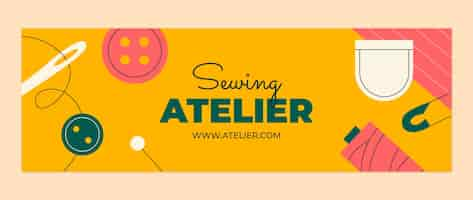 Free vector hand drawn sewing atelier twitter header