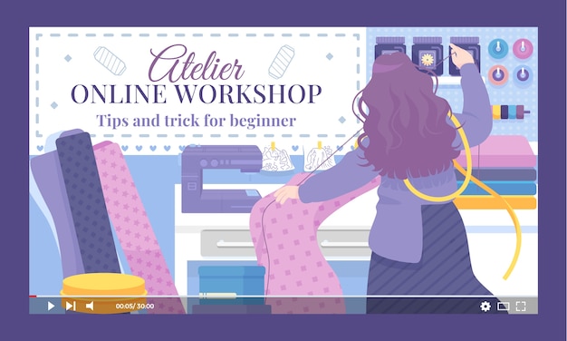 Free vector hand drawn sewing atelier youtube thumbnail