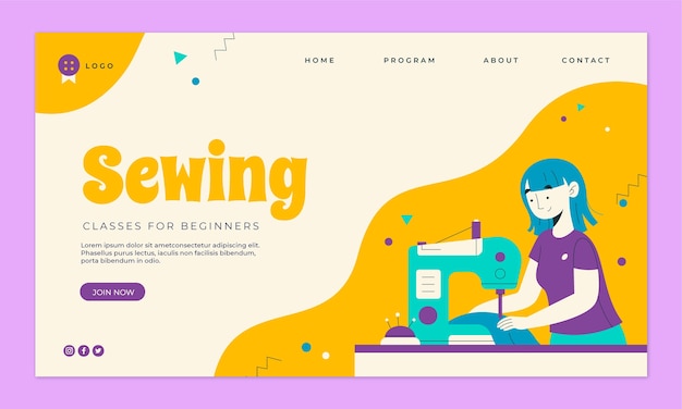 Free vector hand drawn sewing studio landing page