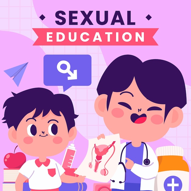 無料ベクター 手描きの性教育イラスト