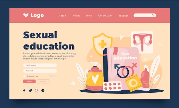 Free vector hand drawn sex education landing page