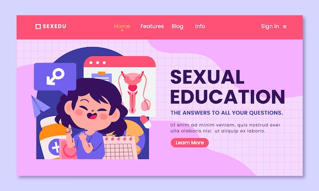 Hand drawn sex education landing page