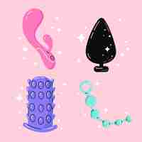 Free vector hand drawn sex toys element collection