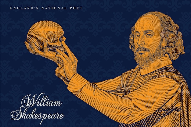 Vettore gratuito illustrazione di shakespeare disegnata a mano