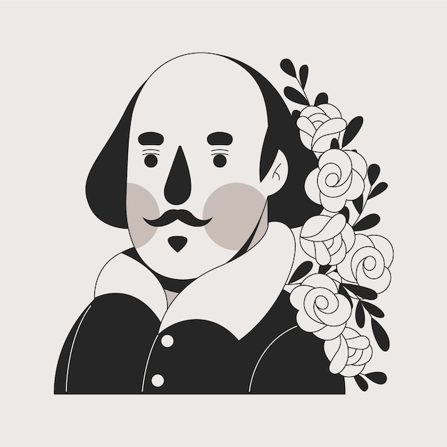 Vettore gratuito illustrazione di shakespeare disegnata a mano