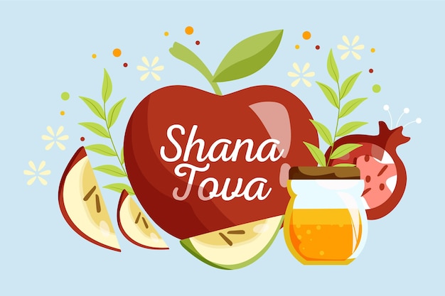 Hand drawn shana tova concept