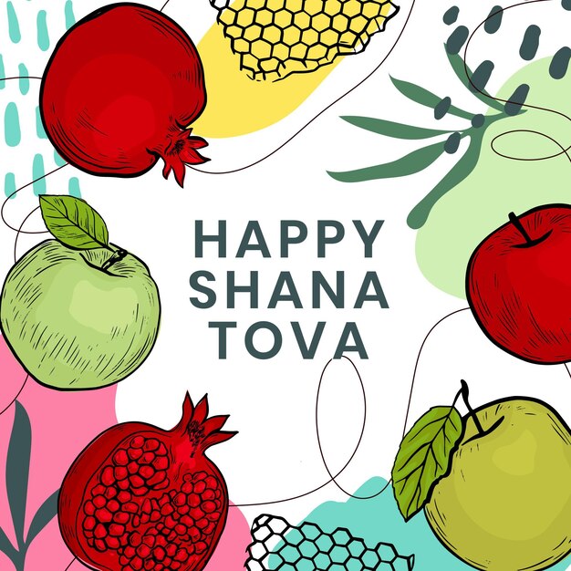 Hand drawn shana tova concept