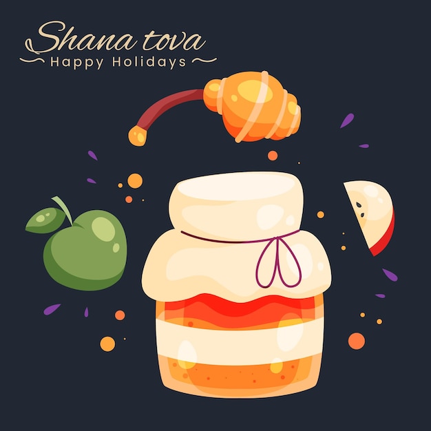 Free vector hand drawn shana tova with apple and honey