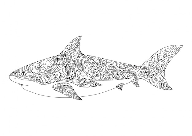Hand drawn shark background