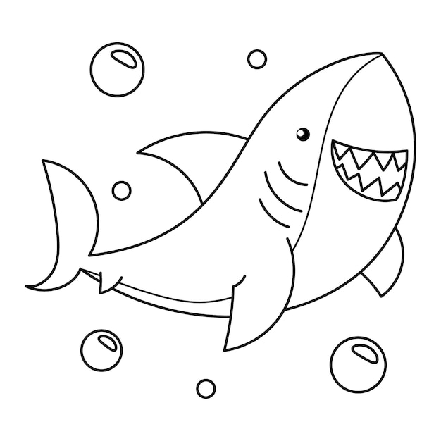 Hand drawn shark outline illustration