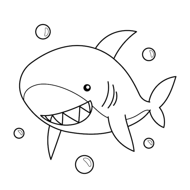 手で描かれたサメの輪郭のイラスト