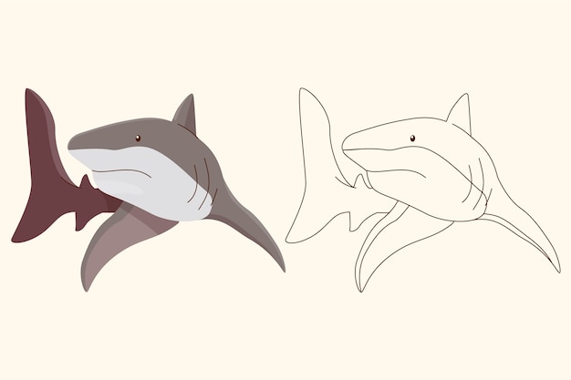 Free vector hand drawn shark outline illustration