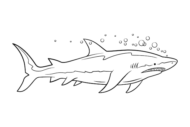 Free vector hand drawn shark outline illustration