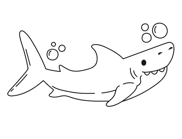 Нарисованная рукой иллюстрация контура акулы