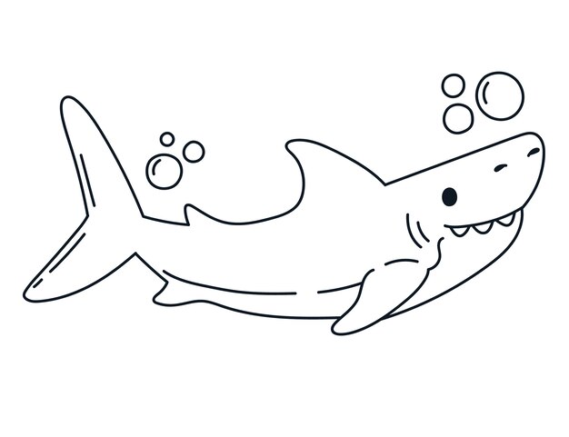 手で描かれたサメの輪郭のイラスト