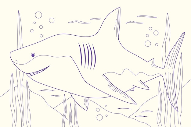 Free vector hand drawn shark outline illustration