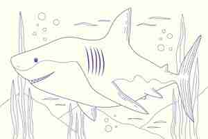 Free vector hand drawn shark outline illustration